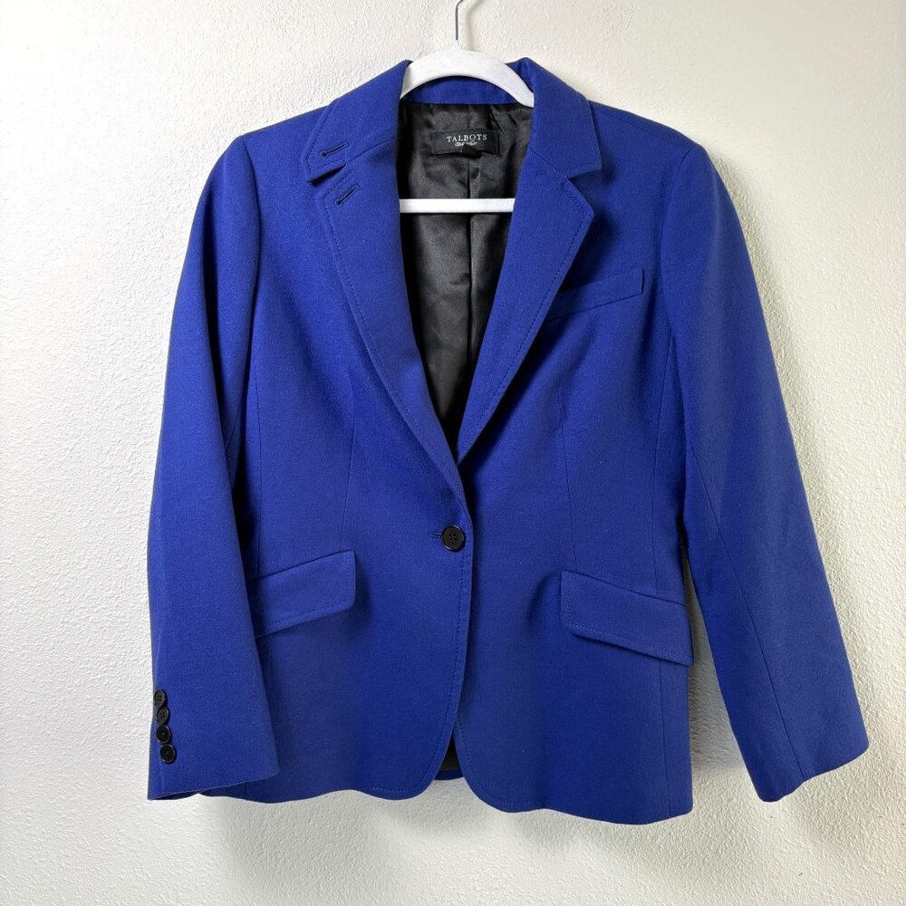 Talbots The Kate Fit Blazer Womens 6 Purple Blue Jewel Toned Wool One Button